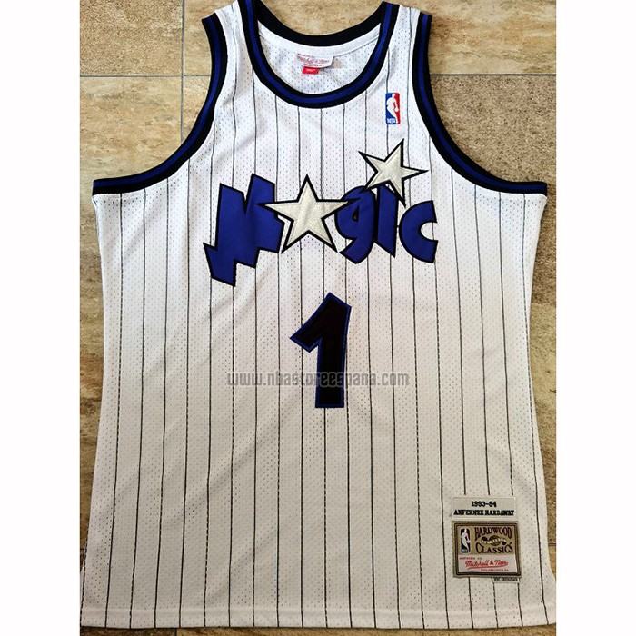 Camiseta Orlando Magic Penny Hardaway NO 1 Hardwood Classics Throwback Blanco